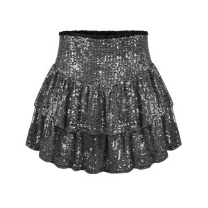 Minijupe à Volants à Paillettes pour Femmes