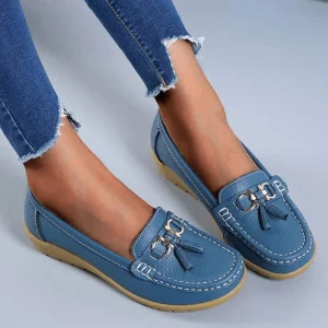 Mocassins En Cuir Sans Lacets Pour Femmes