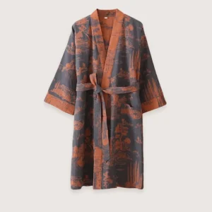 Peignoir kimono bleu femme | Ukiyo