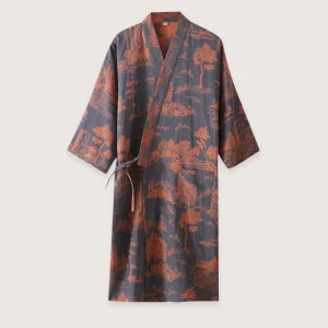 Peignoir kimono bleu homme | Ukiyo