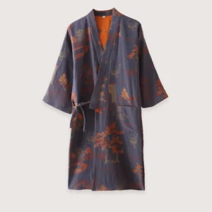 Peignoir kimono bleu femme | Momiji