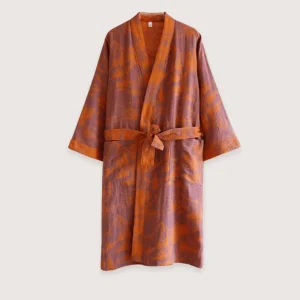 Peignoir kimono orange femme | Ukiyo