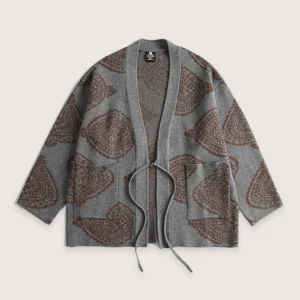 Veste kimono grise | Motifs Paisley