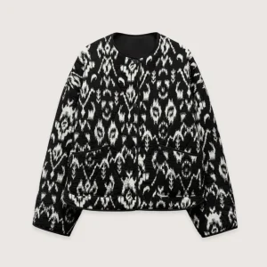Veste kimono noir et blanc | Ikat