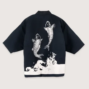 Veste kimono noir | Carpe Koï Nipponne
