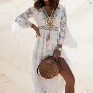 Robe Longue en Dentelle pour Femmes